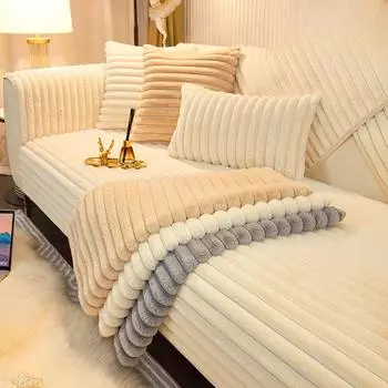 Зимняя утолщенная плюшевая подушка для дивана с кроликом, Нескользящие подушки для сиденья из цельного дерева, кожа, легкий роскошный элитный чехол для дивана 50*50cm