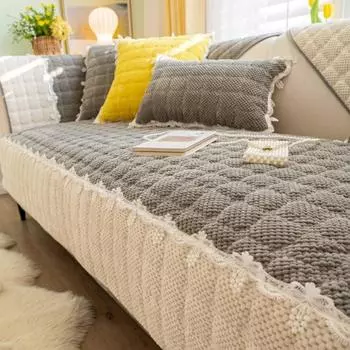 Зимняя утолщенная подушка для дивана, плюшевый чехол, полотенце для спинки, зимняя подушка для сиденья, простая и высококачественная 70*70cm