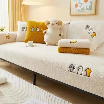 Зимняя утолщенная подушка для сиденья, флис из ягненка, новая противоскользящая и противоскользящая подушка для дивана, диванная подушка премиум-класса 70*70cm