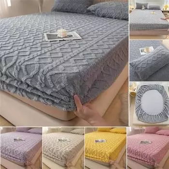 Зимняя утолщенная простыня, плюшевая простыня на резинке, флисовые покрывала, фланелевый флис, пушистый чехол для матраса, защитный чехол для постельного белья 90X200CM Only a sheet