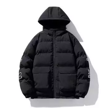 Зимняя утолщенная теплая куртка с капюшоном, мужская стеганая куртка, американская, большого размера, свободная, трендовая куртка M
