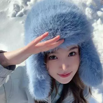 Зимняя утолщенная теплая плюшевая женская шапка-бомбер, корейская версия, большая голова, маленькая модная универсальная русская шапка для мужчин 56-58cm белый