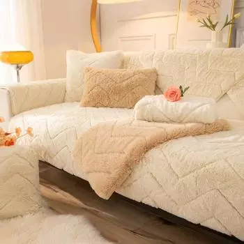 Зимняя утолщенная термоплюшевая подушка для дивана, легкая роскошная скандинавская нескользящая подушка из цельного дерева, кожа с полным покрытием 70*70cm