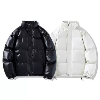 Зимняя утолщенная универсальная куртка с хлопковой подкладкой Модная брендовая одежда свободного покроя Повседневная куртка с хлопковой подкладкой M чёрный