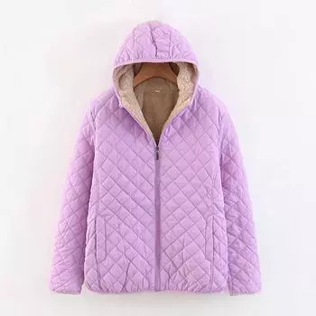 Зимняя утягивающая куртка в клетку с бархатным капюшоном и крупным планом, утепленная теплая хлопковая стеганая женская куртка больших размеров S темно-зеленого