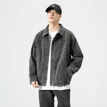 Зимняя вельветовая толстая рубашка Tooling, мужская модная брендовая свободная рубашка большого размера, повседневная рубашка цвета хаки Ruffian, куртка, топ M серый