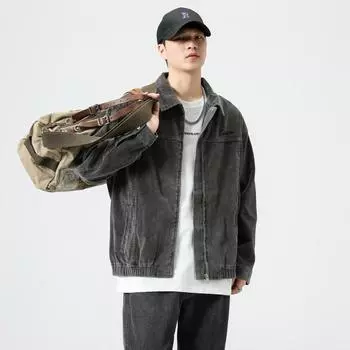 Зимняя вельветовая толстая рубашка Tooling, мужская модная брендовая свободная рубашка большого размера, повседневная рубашка цвета хаки Ruffian, куртка, топ M серый