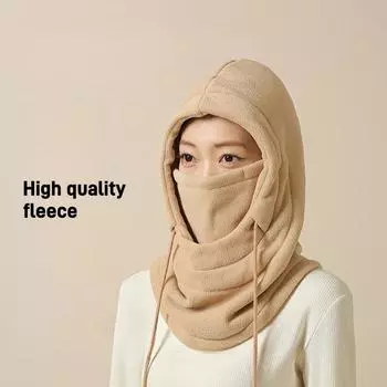 Зимняя велосипедная маска для лица, теплый лыжный шарф, шапка, интегрированный высококачественный ветрозащитный и морозостойкий мужской и женский защитный головной убор для лица 46*31.5 бежевый