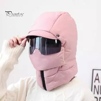 Зимняя велосипедная шапка с шарфом, защитой для лица и очками, толстая теплая ветрозащитная, полностью защищающая от ветра, для путешествий на открытом воздухе в холодную погоду, для катания на лыжах бежевый