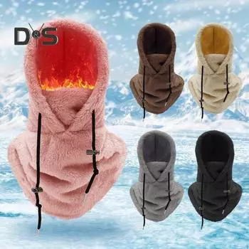 Зимняя велосипедная шапка с защитой для лица, регулируемая завязками, ветрозащитная, толстая плюшевая, полная защита, утеплитель для шеи, головной убор для холодной погоды фиолетовый