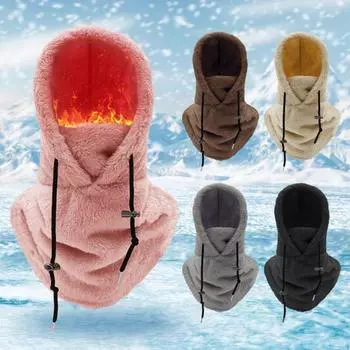 Зимняя велосипедная шапка с защитой для лица, регулируемая завязками, ветрозащитная, толстая плюшевая, полная защита, утеплитель для шеи, головной убор для холодной погоды хаки