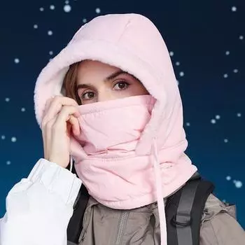 Зимняя велосипедная шапка со встроенным защитным экраном для лица и утеплителем для шеи, ветрозащитная, с завязками на шнурке, толстый плюш, полный темно-синий