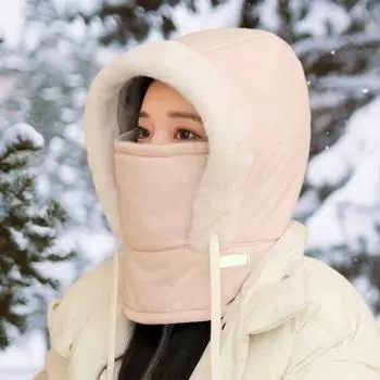 Зимняя велосипедная шапка со встроенным защитным экраном и утеплителем для шеи, ветрозащитная, толстый плюш темно-серого