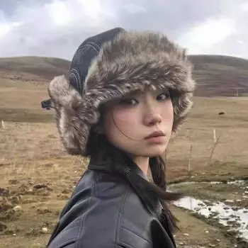 Зимняя версия ретро плюшевые шапки для мужчин и женщин Ins утолщенные теплые ПУ кожаные ветрозащитные лыжные шапки One Size кофейный