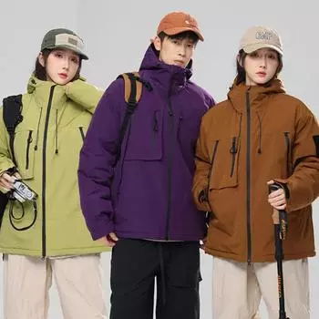 Зимняя ветрозащитная куртка для активного отдыха, мужская водонепроницаемая графеновая теплая хлопковая куртка с подкладкой, модная утепленная парка для пар S чёрный