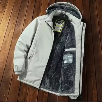 Зимняя ветрозащитная куртка мужская с капюшоном, на хлопковой подкладке, утолщенная, теплая зимняя мужская куртка L чёрный