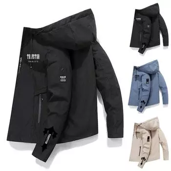 Зимняя ветрозащитная куртка унисекс с длинными рукавами и буквенным принтом XXXL чёрный