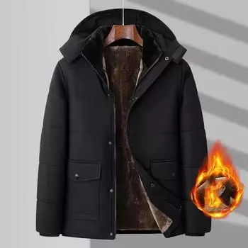 Зимняя ветрозащитная парка мужская ветровка флисовая толстая теплая меховая куртка мужская однотонная уличная куртка с капюшоном мужские зимние куртки 8XL чёрный