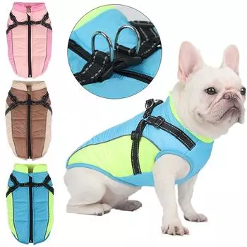 Зимняя ветрозащитная теплая одежда для собак, пальто для домашних животных, одежда для собак, лоскутная одежда для маленьких собак, костюм, куртка для больших собак S
