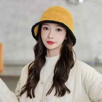 Зимняя ветрозащитная теплая японская шерстяная толстая панама в корейском стиле, женская шапка, вязаная шапка black