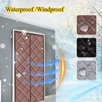 Зимняя ветрозащитная занавеска для двери, изоляция дверного проема, толстая, самовсасывающая, звукоизоляционная, для холодного воздуха, хлопковая занавеска для спальни 80*210