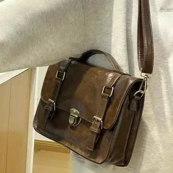 Зимняя винтажная сумка почтальона с пряжкой, сумка для униформы, повседневная школьная сумка, модный портфель для поездок на работу, сумка через плечо One Size