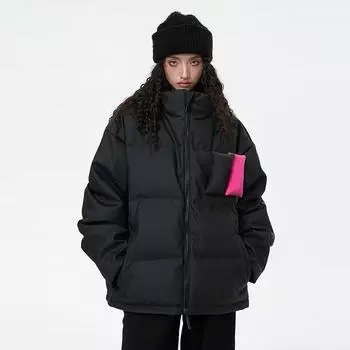 Зимняя винтажная теплая куртка-пуховик для женщин с воротником-стойкой и застежкой-молнией, хлопковое пальто, однотонная свободная утолщенная теплая верхняя одежда M красный