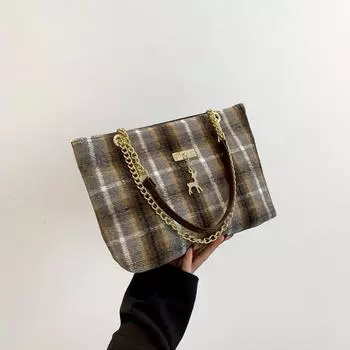 Зимняя вместительная шерстяная сумка 2024 года, новая женская сумка, тренд, популярная сумка-мессенджер, универсальная сумка через плечо, сумка-тоут зелёный