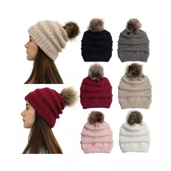 Зимняя вязаная крючком шапка для мужчин и женщин, шерстяные вязаные теплые шапки One Size