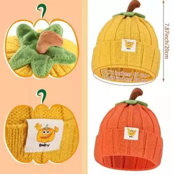 Зимняя вязаная шапка-бини для детей на Хэллоуин, милая детская шапка-тыква для мальчиков и девочек оранжевый