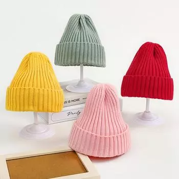 Зимняя вязаная шапка для девочек сладких конфетных цветов, для мальчиков и детей, мягкая теплая шапка для улицы, детская модная шерстяная шапка 0-8 years old