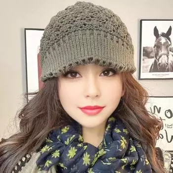 Зимняя вязаная шапка с козырьком, теплая, для холодной погоды, женская, объемная, для снега абрикосовый