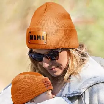 Зимняя вязаная шапка, утолщенная, однотонная, для папы и мамы, шапочка в стиле хип-хоп, высокоэластичная, для новорожденных, морозостойкая, повседневный головной убор для холодной погоды C
