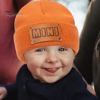 Зимняя вязаная шапка, утолщенная, однотонная, для папы и мамы, шапочка в стиле хип-хоп, высокоэластичная, для новорожденных, морозостойкая, повседневный головной убор для холодной погоды C