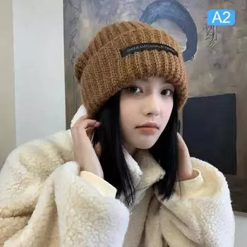 Зимняя вязаная шапка женская мешковатая шапка-бини однотонная женская шапка-бини теплая мешковатая шапка-тюбетейка теплая вязаная шапка
