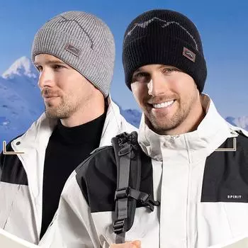 Зимняя вязаная шерстяная шапка мужская уличная велосипедная кепка с рукавами кашемировая теплая шапка Skullies шапочки кофейный