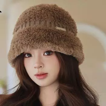 Зимняя вязаная шерстяная шапка-рыбак для детей, модная теплая шапка для бассейна One size чёрный