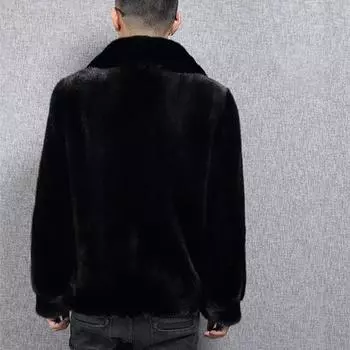 Зимняя высококачественная теплая мужская куртка из искусственного норкового меха, мужская меховая шуба плюс бархатная толстая норковая повседневная мужская одежда, парка, пальто L чёрный