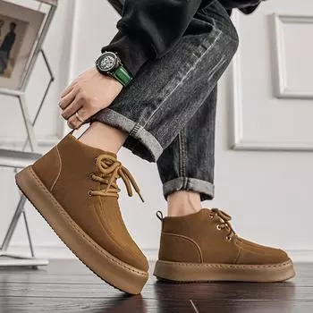 Зимняя замшевая мужская обувь на шнуровке, повседневная обувь, мужские кроссовки, дышащая обувь, удобная мужская спортивная обувь для тенниса 39 бежевый