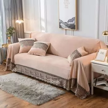 Зимняя защита для дивана, 1/2/3/4-местный плюшевый чехол для дивана, винтажный кружевной чехол для дивана, бархатный чехол для дивана, защита от пятен, защита мебели для домашних животных, детей 1 seater зелёный