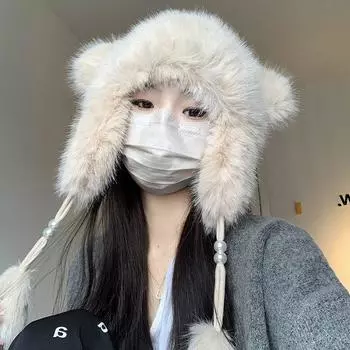 Зимняя защита ушей Шапка Lei Feng из двухслойного утолщенного плюша Милые детские ушки Теплая защита ушей Холодная шапка M56-58cm