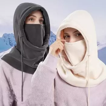 Зимняя защитная маска для лица для мужчин и женщин, регулируемая, с завязками, для холодной погоды, ветрозащитная, велосипедная, теплоизоляционная шапка чёрный