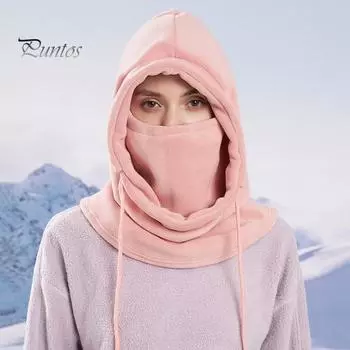 Зимняя защитная маска для лица для мужчин и женщин, регулируемая, с завязками, для холодной погоды, ветрозащитная, велосипедная, теплоизоляционная шапка чёрный