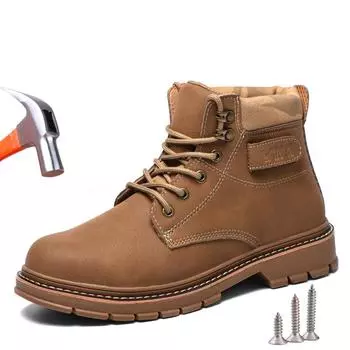 Зимняя защитная обувь для мужчин и женщин, неразрушаемые рабочие ботинки для сварщиков, кевларовая стелька, защитная обувь 36 коричневый
