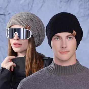 Зимняя защитная шапка для ушей, женская большая шапка для улицы, теплая, утепленная, бархатная, вязаная, шерстяная шапка красный