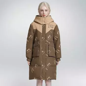 Зимняя женская длинная хлопковая куртка выше колена 2024 года Женская контрастная верхняя одежда с капюшоном Женская демисезонная куртка Женская одежда S серый