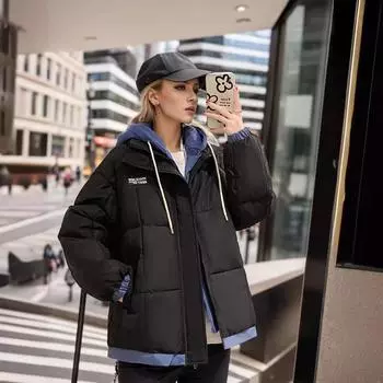 Зимняя женская хлопковая куртка 2024 года, женская поддельная двухкомпонентная парка с капюшоном, пальто, женская утепленная стеганая куртка XL белый