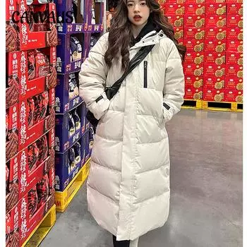 Зимняя женская хлопковая куртка больших размеров, утолщенная рабочая куртка длиной до колена S чёрный