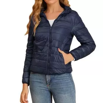 Зимняя женская хлопковая куртка-пуховик с капюшоном и легкой отделкой M