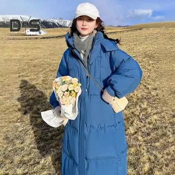 Зимняя женская хлопковая куртка с капюшоном, защитой шеи, длинными рукавами, карманами, застежкой-молнией, стеганое пальто средней длины, однотонная ветрозащитная верхняя одежда M бежевый